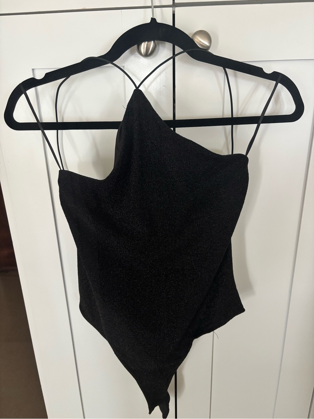 Mango Black Sparkle Handkerchief Hem Bodysuit